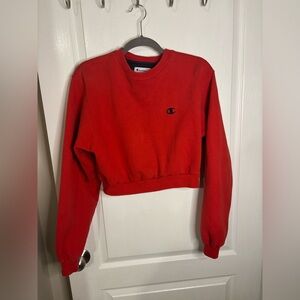 Red cropped champion sweater